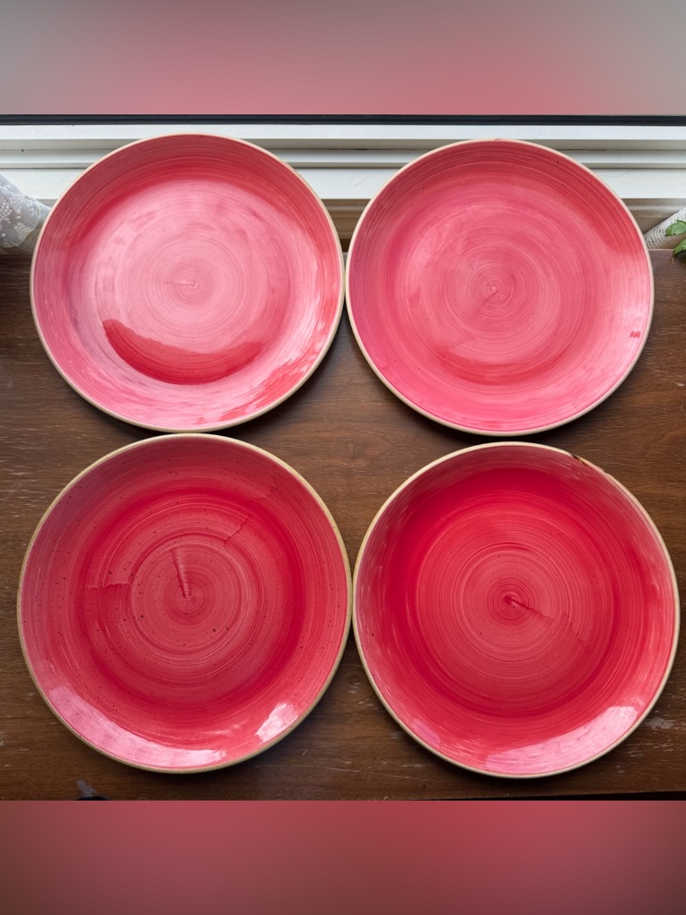 Set of 4 Churchill stonecast berry red dinner plates